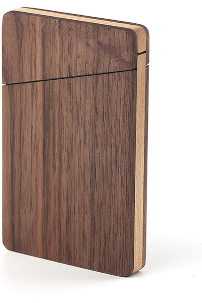 erorex Portable Wooden Business Card Case Black Walnut Solid Wood Slim Business Card Case Business Gift