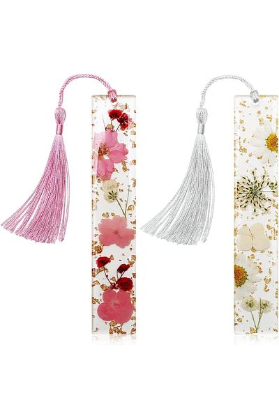 erorex Book Marks For Book For Women Kaluofan 2Pcs Dried Flower Bookmarks With Tassels Bookmarks For Women