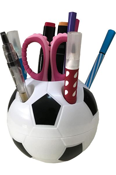 erorex Soccer Pen Holder For Desk Creative Football Pencil Case Desktop Storage Box Toothbrush Container