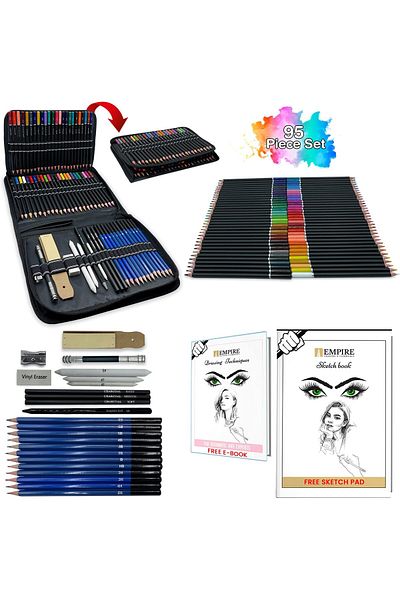 erorex 95 Pieces Coloring Pencil Set 30 Pages A4 Sketchbook And Free Drawing Techniques E Book Colored