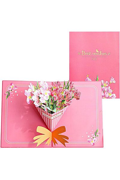 erorex Fancy Elegant Flower Design 3D Pop Up Card Greeting Card For Mother'S Day Gift Valentine Gift Eid