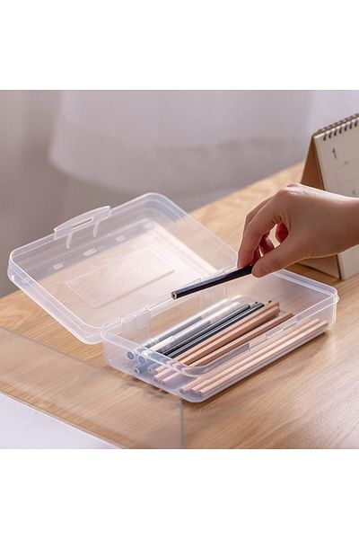 erorex Plastic Pencil Case Transparent Multifunctional Storage Box Minimalist Stationery Box Office