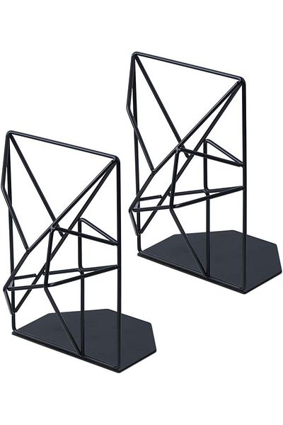 erorex Book Ends Black Decorative Metal Bookends For Shelves