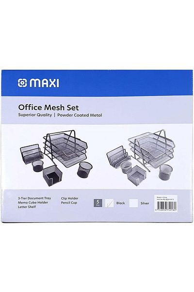 erorex Mesh Executive Desk Organizer 5Pc Set Black