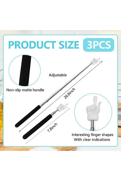erorex 3 Pcs Telescopic Teachers Pointers Teacher Pointer Sticks Finger，Extendable Hand Pointer Mini