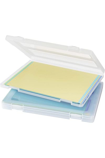 erorex 2 Pcs Plastic Storage Bins With Latching Lids Clear Plastic Stackable Storage Box Office Supplies