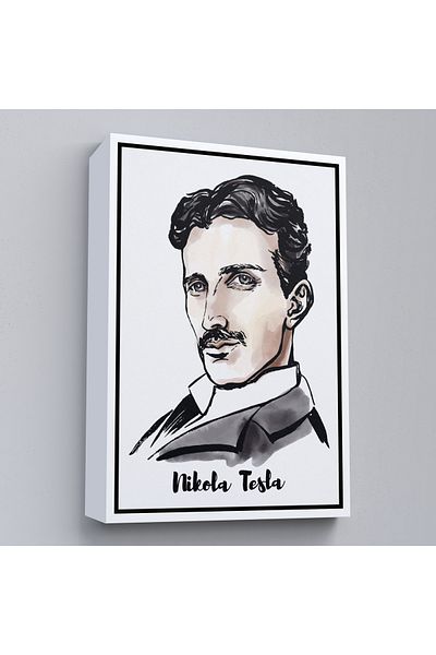 Harita Sepeti Tablou decorativ pe pânză Nikola Tesla cu cadru alb