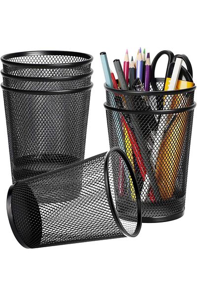 erorex Pen Holder 6 Pack Mesh Metal Pencil Cup Durable Pen Organizer Desk Organisers Set For Office Desk