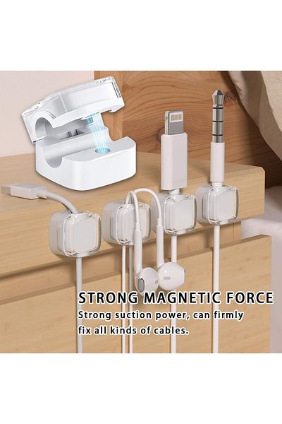 erorex مجموعة منظم كابلات مغناطيسية مكونة من 3 قطع متوافقة مع USB Type C وLightning باللون الأبيض الشفاف