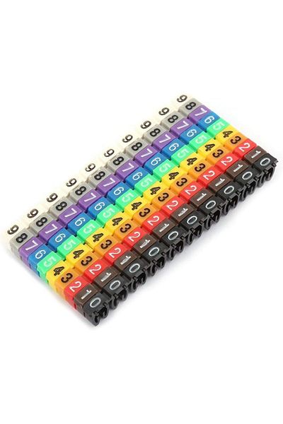 erorex 150 Pcs Cable Markers Colorful C Type Marker Number Tag Label Siut For Wire 2 7Mm 100Pcs Kcm 2.5Mm