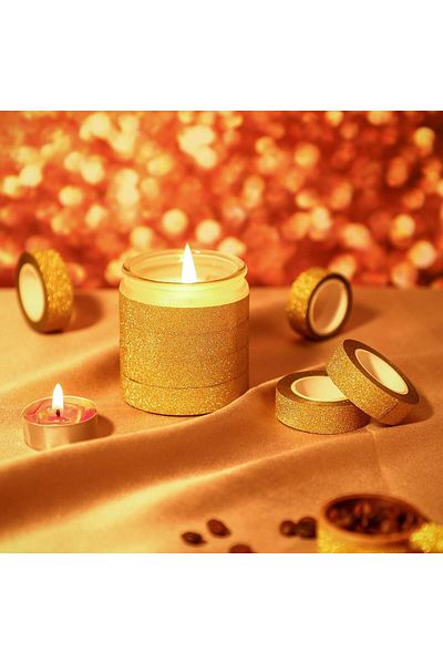 erorex 4 Rolls 0.6 Inch X 11 Yards Glitter Tape Crafting Tape Glitter Masking Tape For Festival Decoration