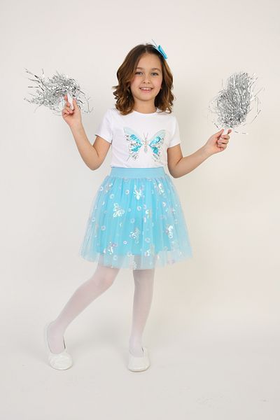 Dıgıl Kids Girl's April 23 Blue Butterfly Patterned Performance Suit