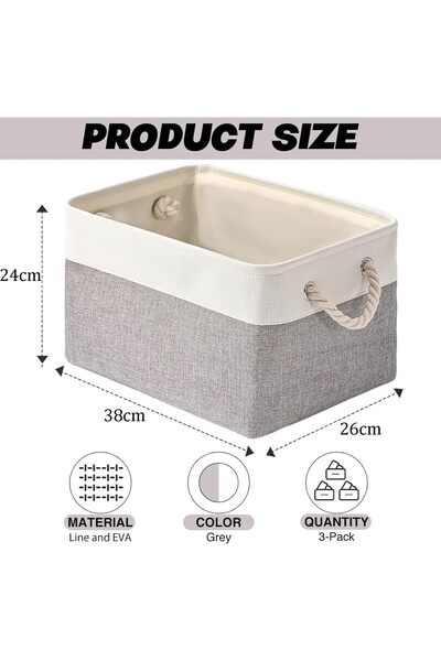 erorex 38 * 26 * 24Cm Storage Basket 3 Pack Collapsible Storage Bins For Organizing Toys Books Shelves