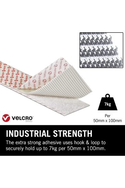 erorex Heavy Duty Stick On White Tape 50Mm X 1M Hook And Loop Tape Self Adhesive Strips Fastener Roll