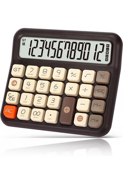 erorex Mechanical Switch Calculator Retro Basic Calculator 12 Digits Large Lcd Display For Everyday Life