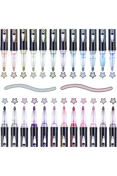 erorex Outline Metallic Markers Doodle Glitter Markers For Kids Super Squiggles Colored Pens For Writing