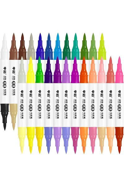 erorex 48 Colors Acrylic Paint Markers Upgraded Dual Tip And Dual Colors Acrylic Paint Pens Waterproof