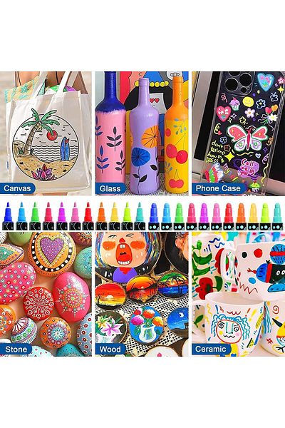 erorex Paint Markers Paint Pens 36 Colors Acrylic Paint Pens Dual Tip For Wood Canvas Stone Rock Painting