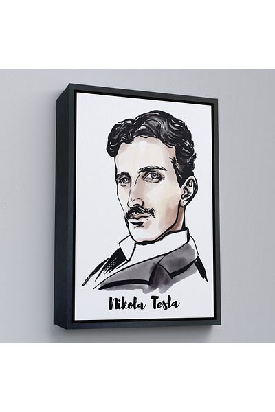 Harita Sepeti Tablou decorativ pe pânză Nikola Tesla cu cadru auriu