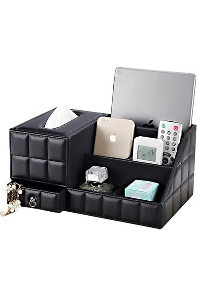 erorex Desk Organiser Set Desk Organizer Multifunctional Pu Leather Desktop Pen Holder Storage Box With