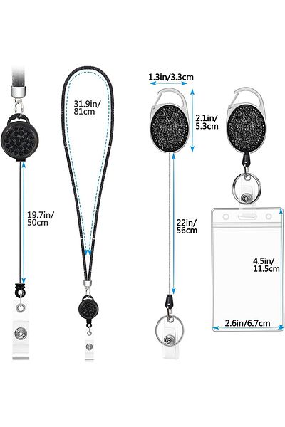erorex Card Holder With Lanyard Id Badge Holder With Extendable Carabiner Reel Clip Neck Strap And