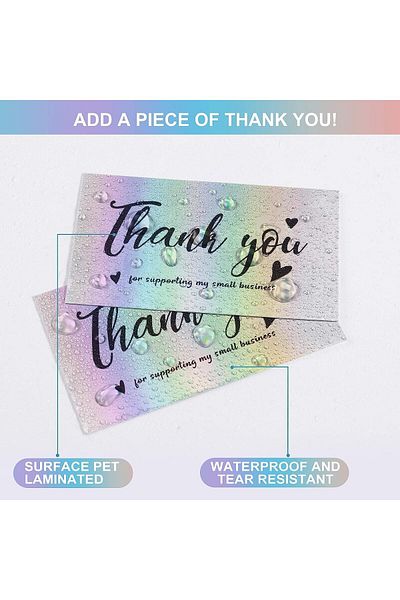 erorex 120Pcs Thank You Cards Small Business 6 Styles Thank You For Supporting Notes Holographic Thanks
