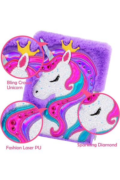 erorex Unicorn Diary For Girls With Lock Plush Unicorn Toys Gift For Teen Girls Kids Unicorn Writing