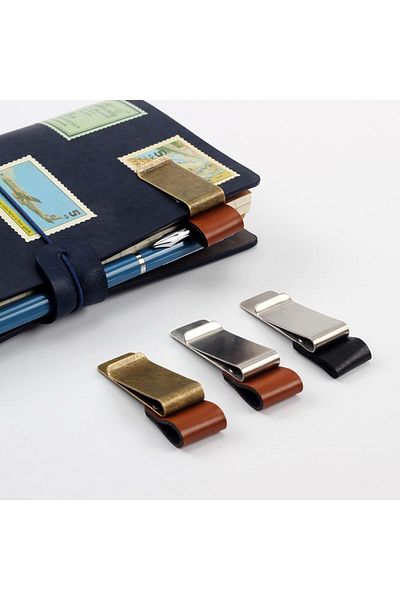 erorex 4Pcs Pen Clips Pu Leather Pen Holder Journals And Notebooks
