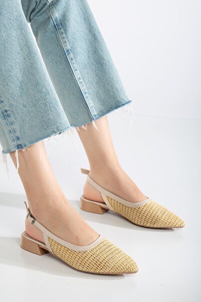 Ayakkabı Frekansı Μπεζ Γυναικείες Ψάθινες Μπαλαρίνες Serde