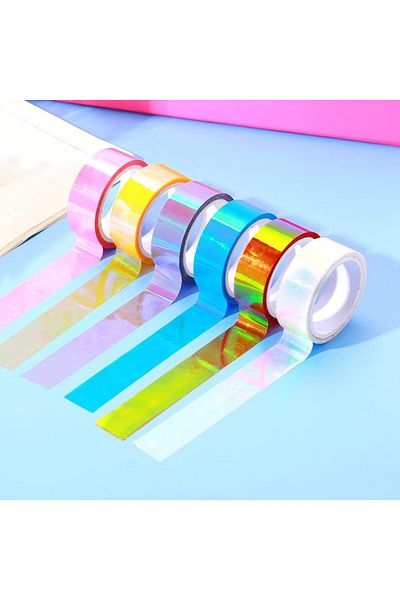 erorex Holographic Tape Assorted Colored Tape 6 Rolls For Diy Arts Crafts Decoration Scrapbooking Gifts