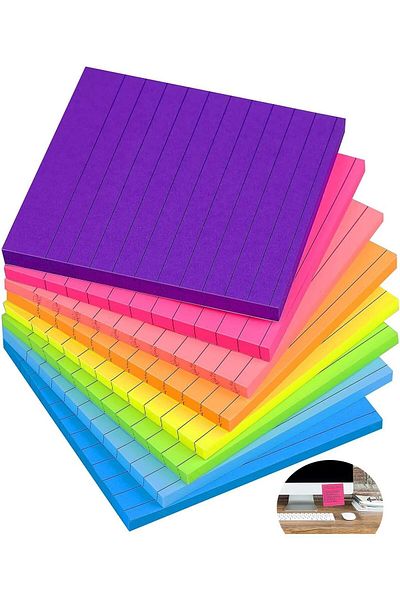 erorex 8 Pcs Sticky Notes Lined Sticky Notes 7.6 X 7.6 Cm 8 Colors Bright Colors Self Stick Pads 360