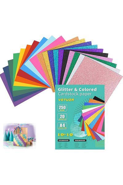 erorex Glitter Cardstock Paper Mixed Colors Glitter Cardstock And Colored Card Stock Set A4 Thick Colored