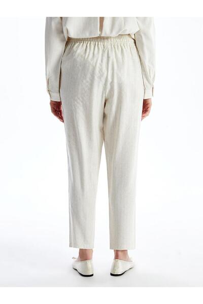 LC Waikiki Plain Linen Blend Women's Trousers with Elastic Waist