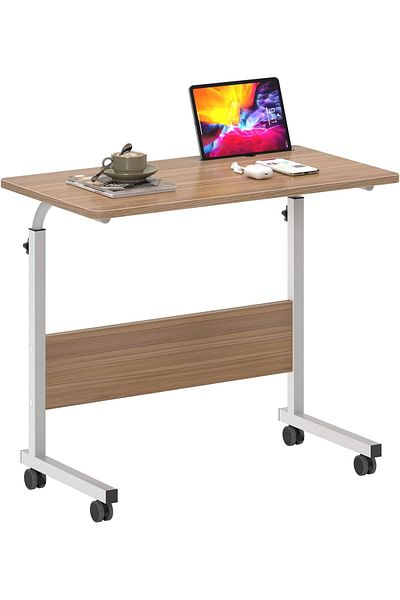 erorex 31.5 Inch Adjustable Mobile Bed Table Portable Laptop Computer Stand Desks With Tablet Slot Cart