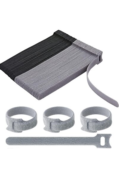 Generic Reusable Hook And Loop Cable Ties Black Grey 80 Pack Microfiber Cloth...