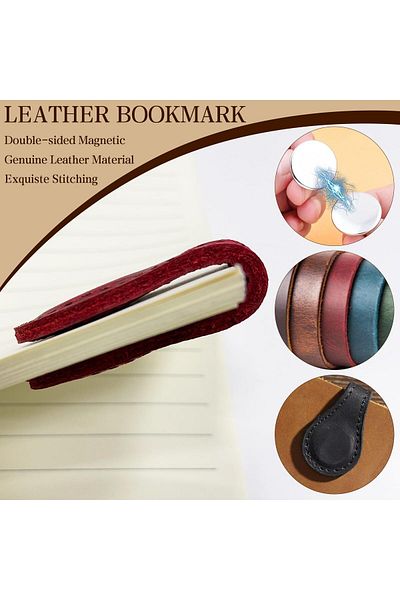 erorex Magnetic Leather Bookmark Set Of 6 Double Sided Page Markers For Reading Handmade Leather Bookmarks