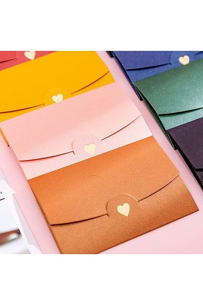 erorex Mini Envelopes 48 Pieces Mini Gift Card Envelopes Multi Color Mini Envelope With Heart Clasp For