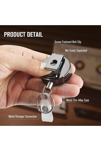 erorex 2 Pack Heavy Duty Retractable Badge Reels Metal Keychain Badge Holder Reels With Belt Clip