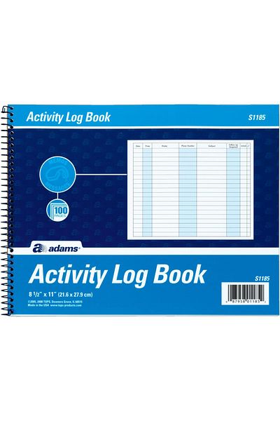 erorex Activity Log Book Spiral Bound 8.5 X 11 Inches 100 Pages White S1185Abf