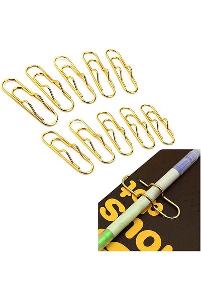 erorex 10Pcs Metal Pen Holder Multi Function Bookmarks For Notebooks Paper Clip Stationery Tool