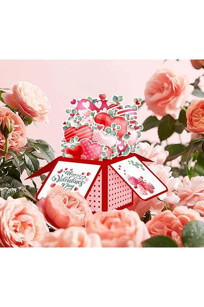 erorex 3D Pop Up Card Bouquet Card Romantic Watercolor Roses Flower Bouquet With Note Card And Envelope