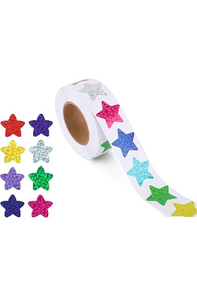 erorex 1000 Pcs Adhesive Star Stickers Glitter Foil Star Stickers For Kids Reward Foil Star Metallic