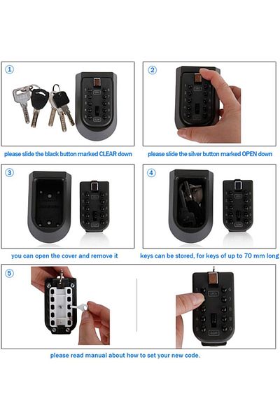 erorex Indoor And Outdoor Key Lock Box Wall Mounted Push Button Combination Key Safe Storage Security Lock