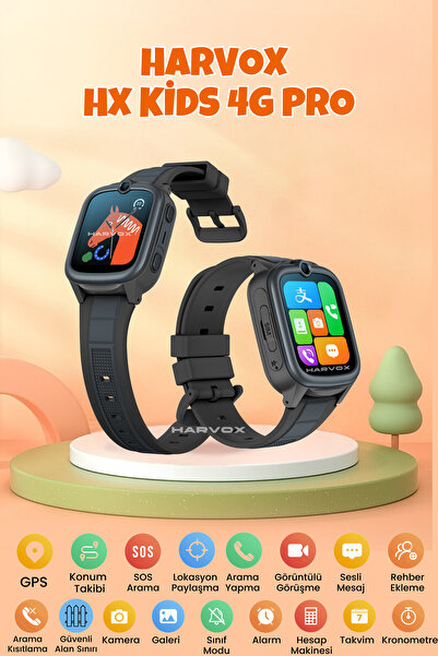 HARVOX HX Kids 4G Pro Sim Kartlı Gps Akıllı Çocuk Saati Konum Takibi Arama Ko...