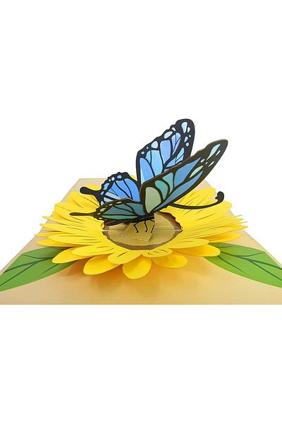 erorex Blue Butterfly And Sunflower Pop Up Mother'S Day Card 3D Anniversary Valentine'S Day Card Thank You