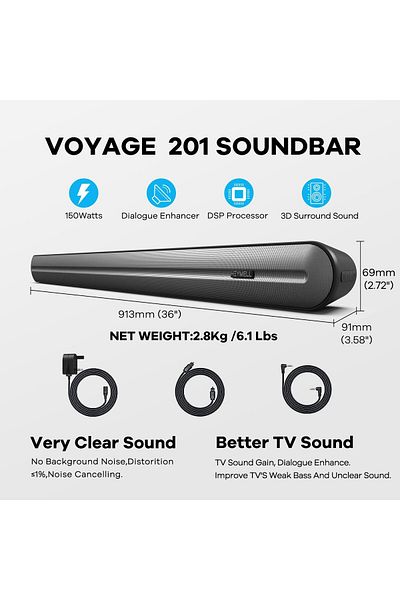 erorex Hs2100 2.1 Channel 240W Soundbar With Subwoofer