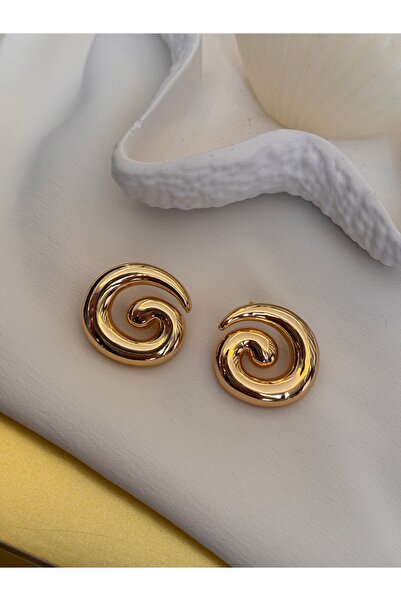 HERCY Gold Yuvarlak Küpe | Modern Tasarım Küpe | 1. Sınıf Kalite Kaplama Küpe