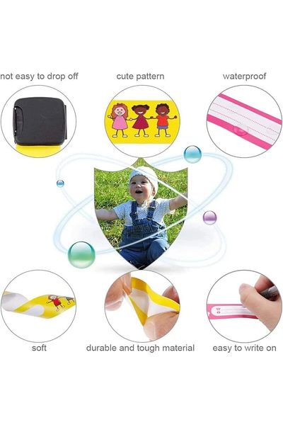 erorex 12 Pieces Child Safety Id Wristband Adjustable And Waterproof Kids Id Bracelets Reusable Safety Id