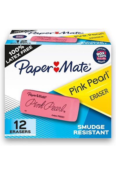 erorex Pink Pearl Erasers Large 12 Count