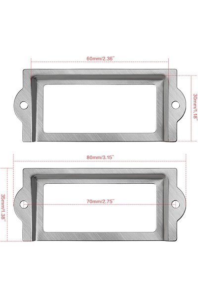 erorex 20 Pcs 80 X 35Mm Silver Metal Library Office File Drawer Cabinet Shelves Card Label Holder Frames